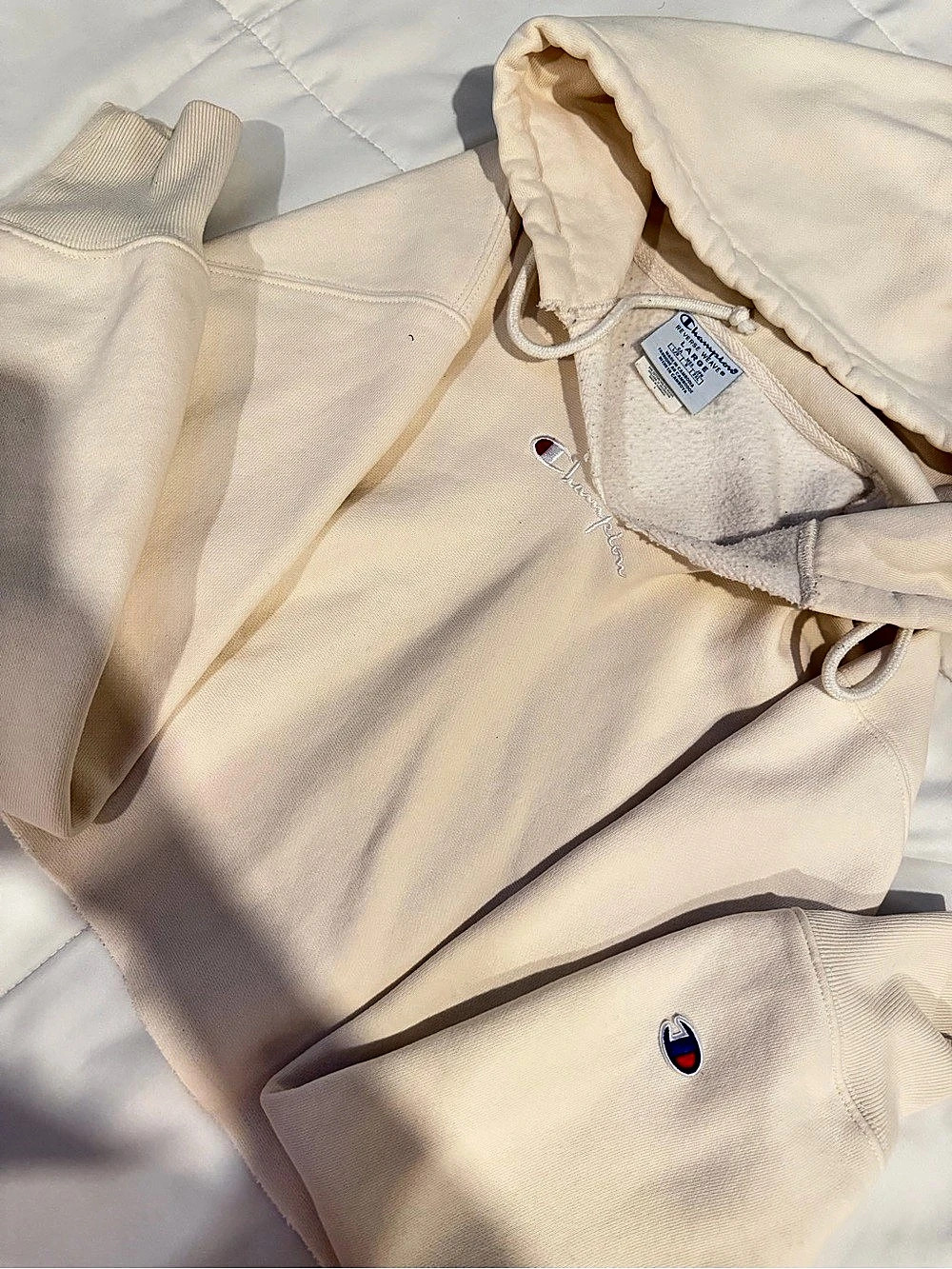 Champion Crop Cream Hoodie Cream